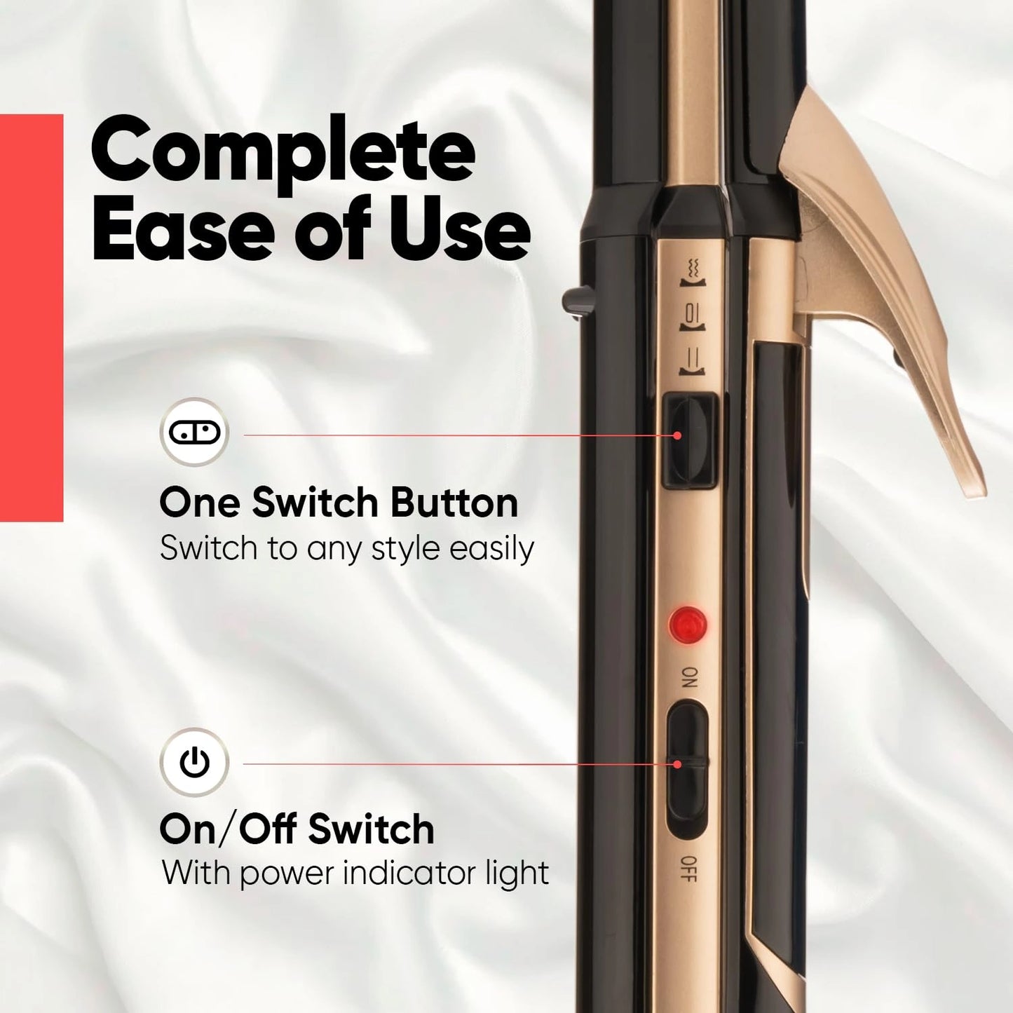 3-in-1 Hair Styler for Women | Straightener, Curler & Crimper with Ceramic Plates | Quick Heat-Up, Travel-Friendly (Gold-Black) – CocoKart™