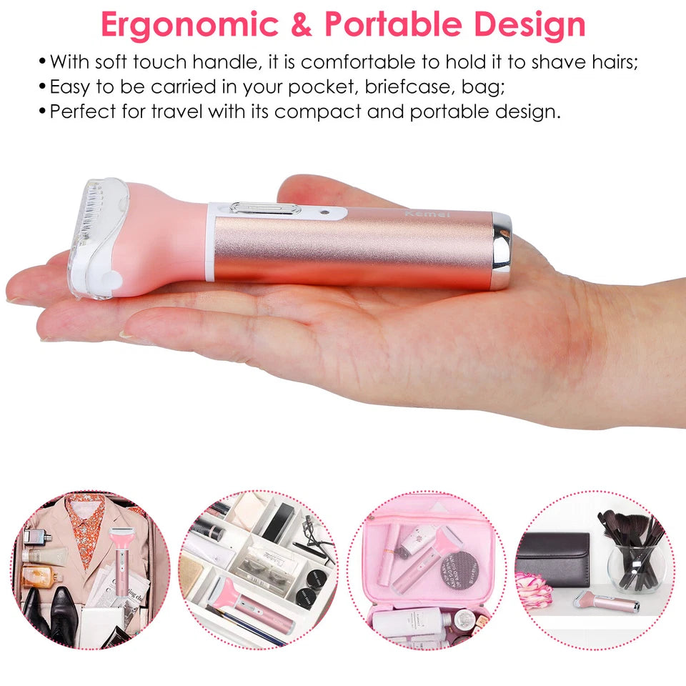 4-in-1 Rechargeable Hair Removal Trimmer for Women  | Lady Shaver, Eyebrow, Nose & Facial Hair Trimmer (Pink) – CocoKart™