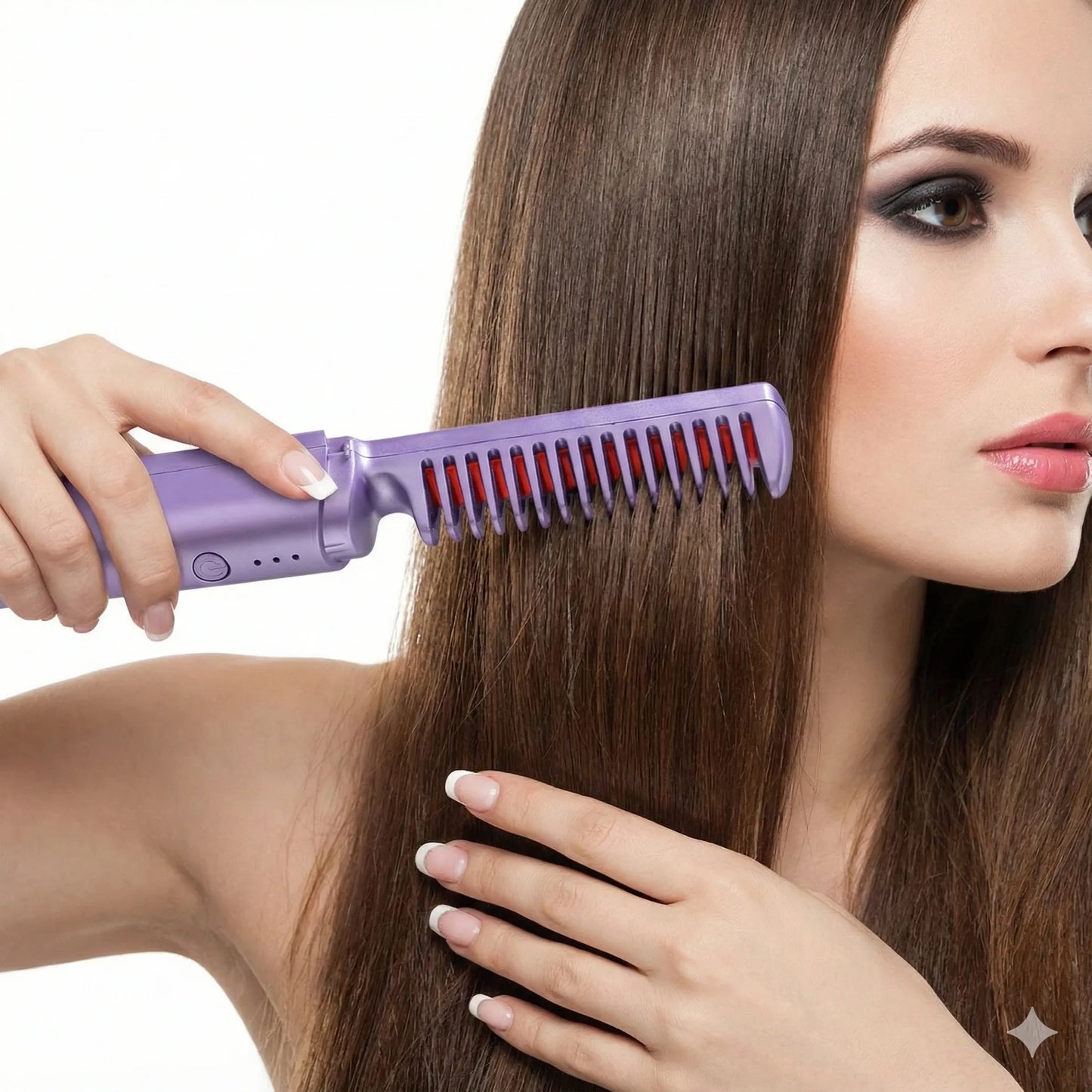 3-in-1 Rechargeable Mini Hair Straightener Comb Brush | Cordless Ceramic Hair Styler for Straightening, Curling & Smoothing – CocoKart™