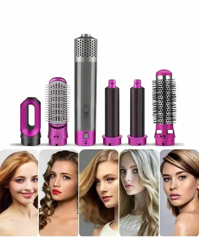 5-in-1 Hair Dryer Brush Set | Hot Air Styler with Detachable Heads for Drying, Straightening, Curling & Combing