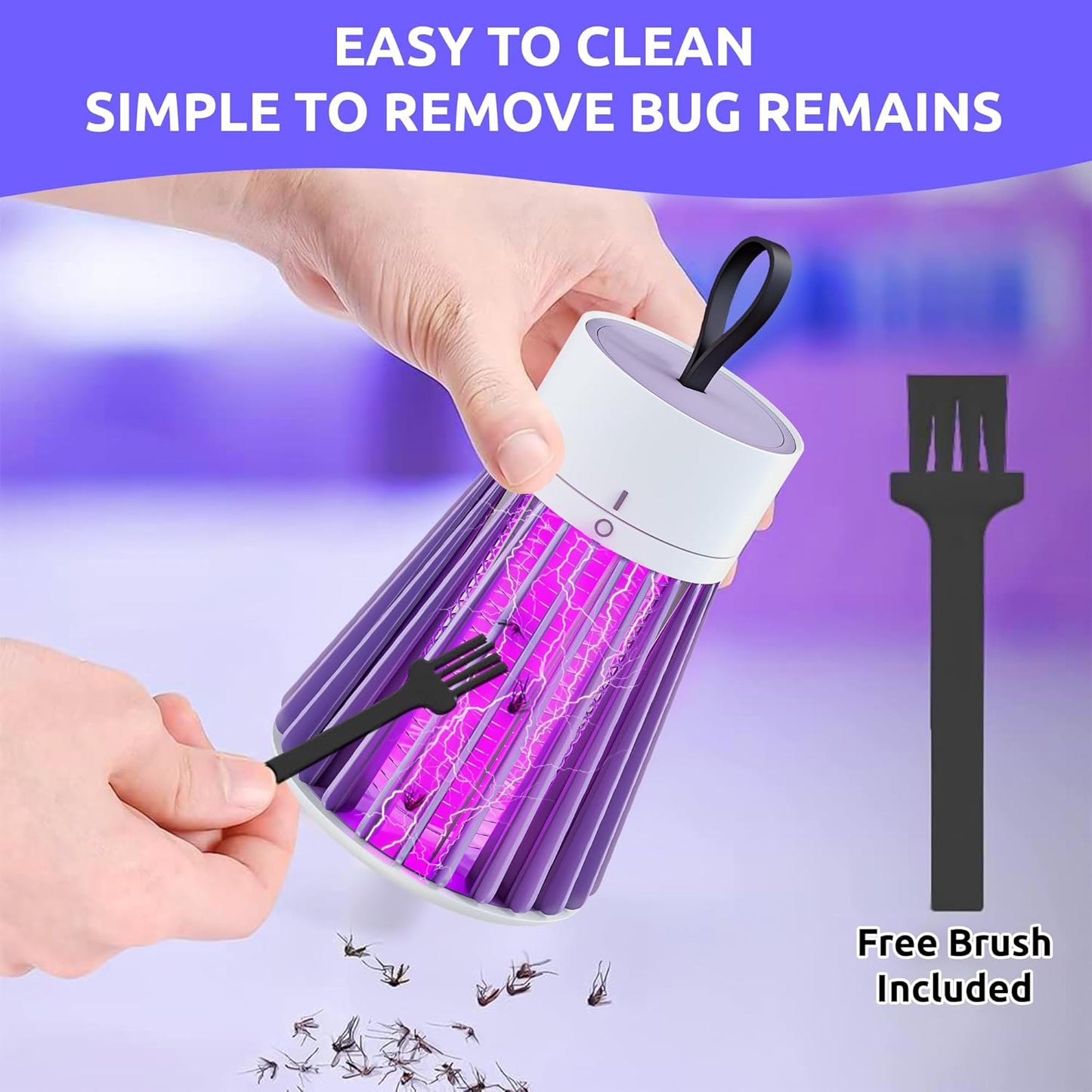 Insect trap with a brush for cleaning, showing ease of use and bug removal.