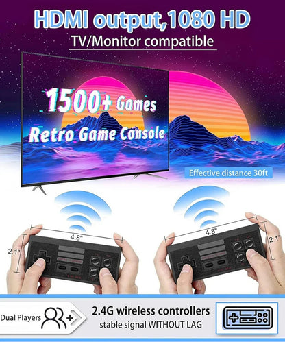 Retro TV Entertainment Console with 800+ Classic Games | 2 Player Wireless Controllers | Plug & Play Family Gaming for Kids & Adults — CocoKart™