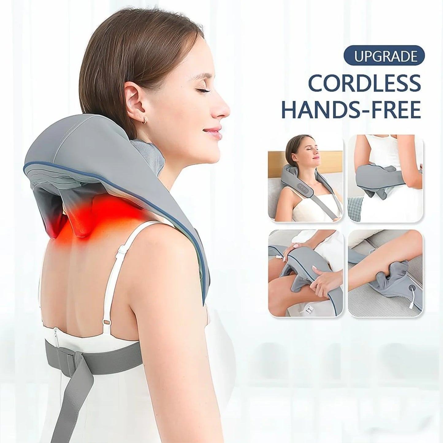 5D Neck & Back Massager with Heat | Rechargeable Deep Tissue Cervical & Body Pain Relief Machine – CocoKart™