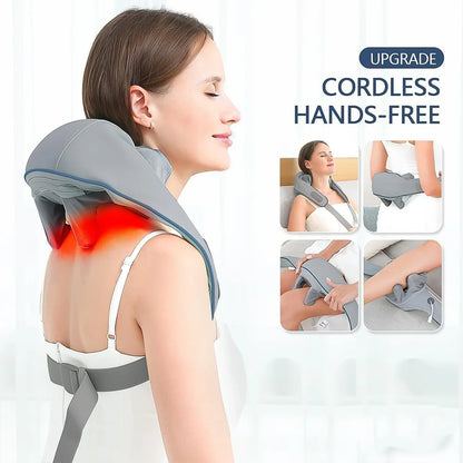 5D Neck & Back Massager with Heat | Rechargeable Deep Tissue Cervical & Body Pain Relief Machine – CocoKart™