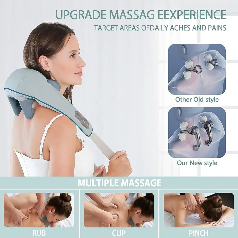 5D Neck & Back Massager with Heat | Rechargeable Deep Tissue Cervical & Body Pain Relief Machine – CocoKart™