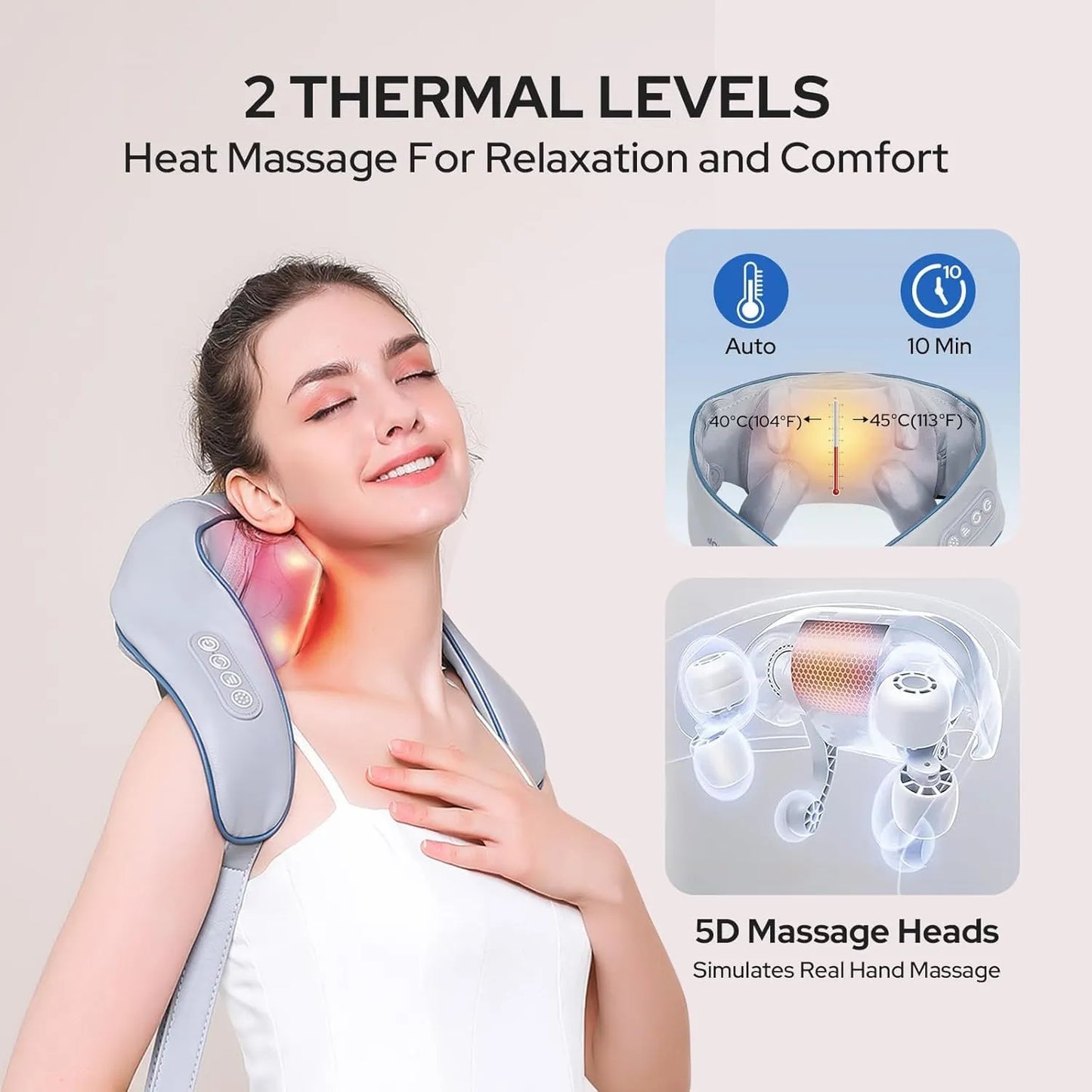 5D Neck & Back Massager with Heat | Rechargeable Deep Tissue Cervical & Body Pain Relief Machine – CocoKart™
