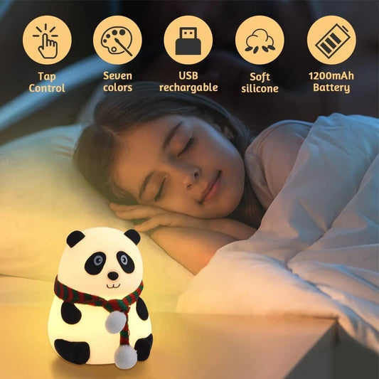 Panda Silicone Night Lamp | Cute Touch-Control 7-Color LED Kids Bedside Light for Bedroom & Nursery – CocoKart™