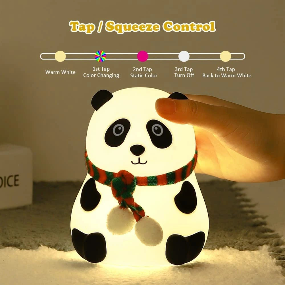 Panda Silicone Night Lamp | Cute Touch-Control 7-Color LED Kids Bedside Light for Bedroom & Nursery – CocoKart™