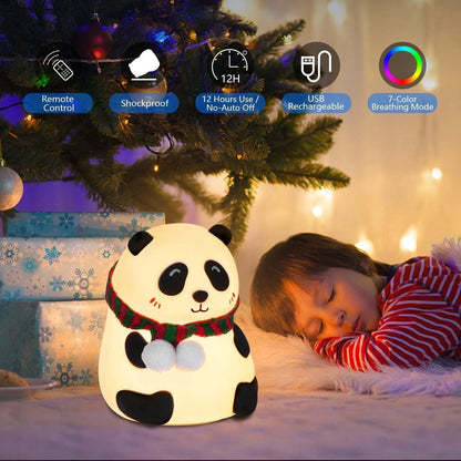 Panda Silicone Night Lamp | Cute Touch-Control 7-Color LED Kids Bedside Light for Bedroom & Nursery – CocoKart™