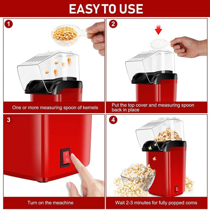 Oil-Free Popcorn Maker (1200W) | Electric Hot Air Popper Machine for Healthy Popcorn at Home – CocoKart™