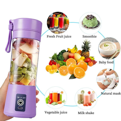 6-Blade Portable Juicer Mixer Blender | Rechargeable Bottle Juicer for Smoothies, Juices & Cold Coffee – CocoKart™