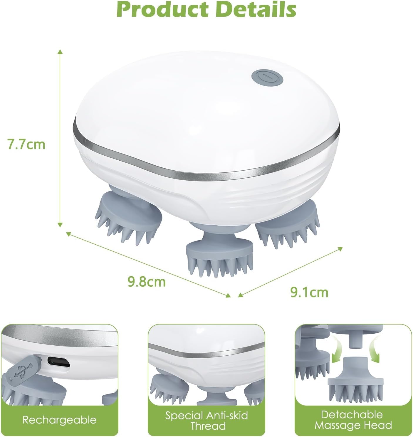 Electric Scalp Massager | 3-Speed Head Massager for Hair Growth, Stress Relief & Relaxation – CocoKart™