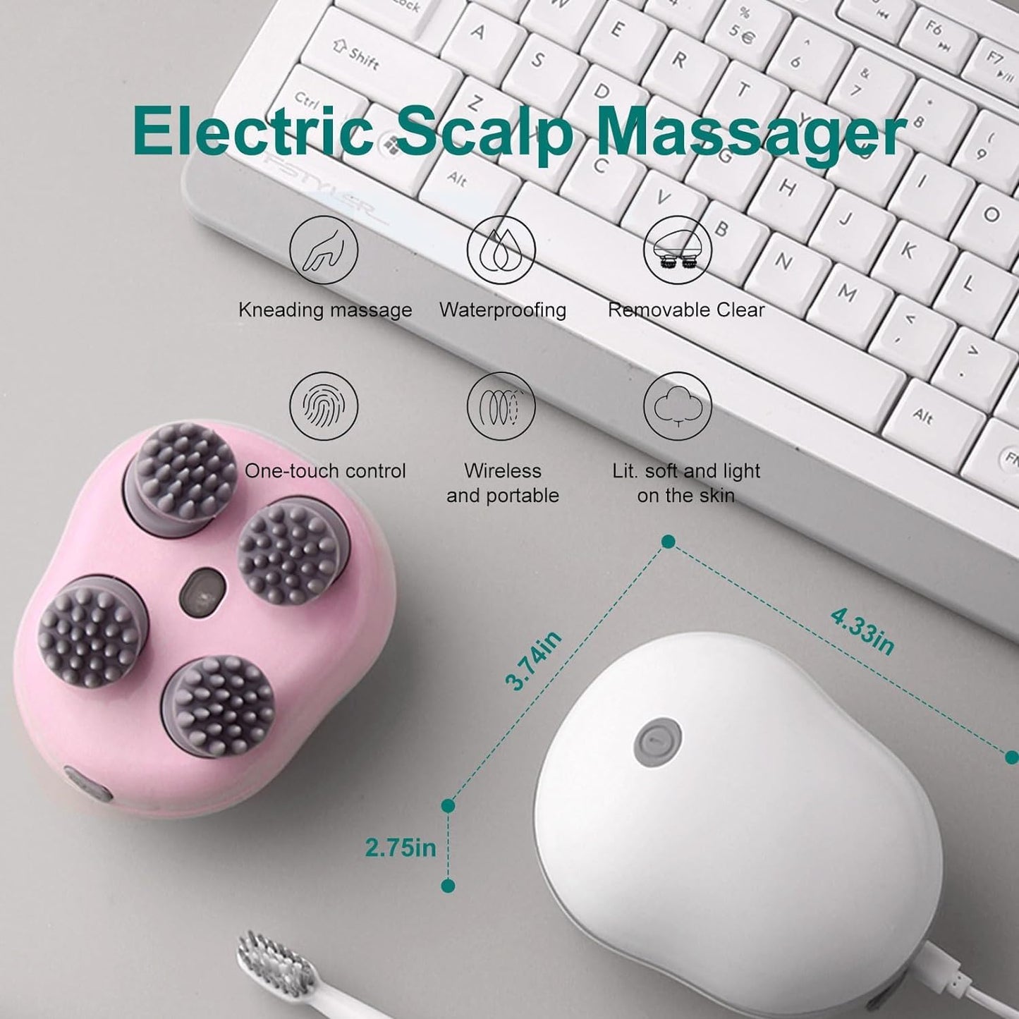 Electric Scalp Massager | 3-Speed Head Massager for Hair Growth, Stress Relief & Relaxation – CocoKart™
