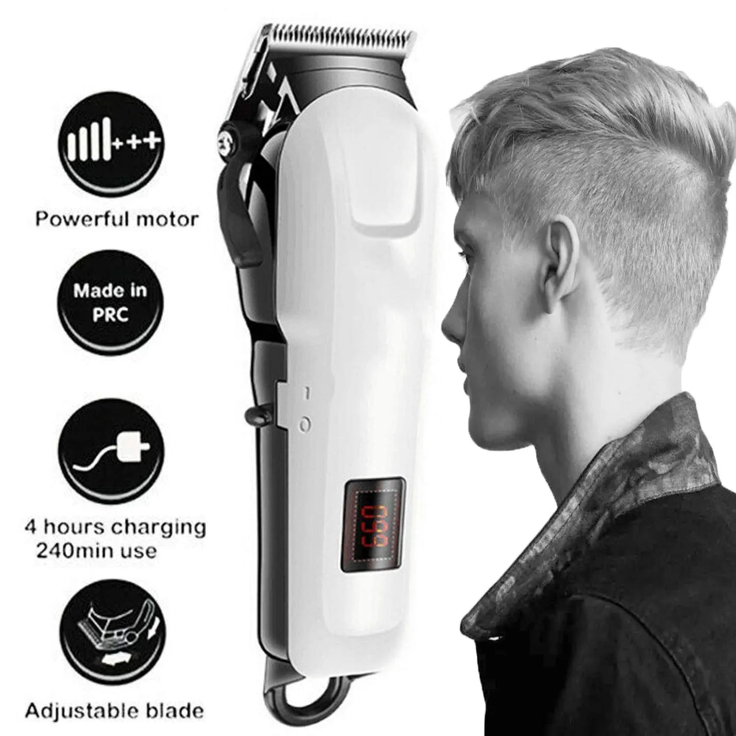 Rechargeable Hair Trimmer for Men | Waterproof Beard & Hair Clipper with USB Charging & 4 Combs – CocoKart™