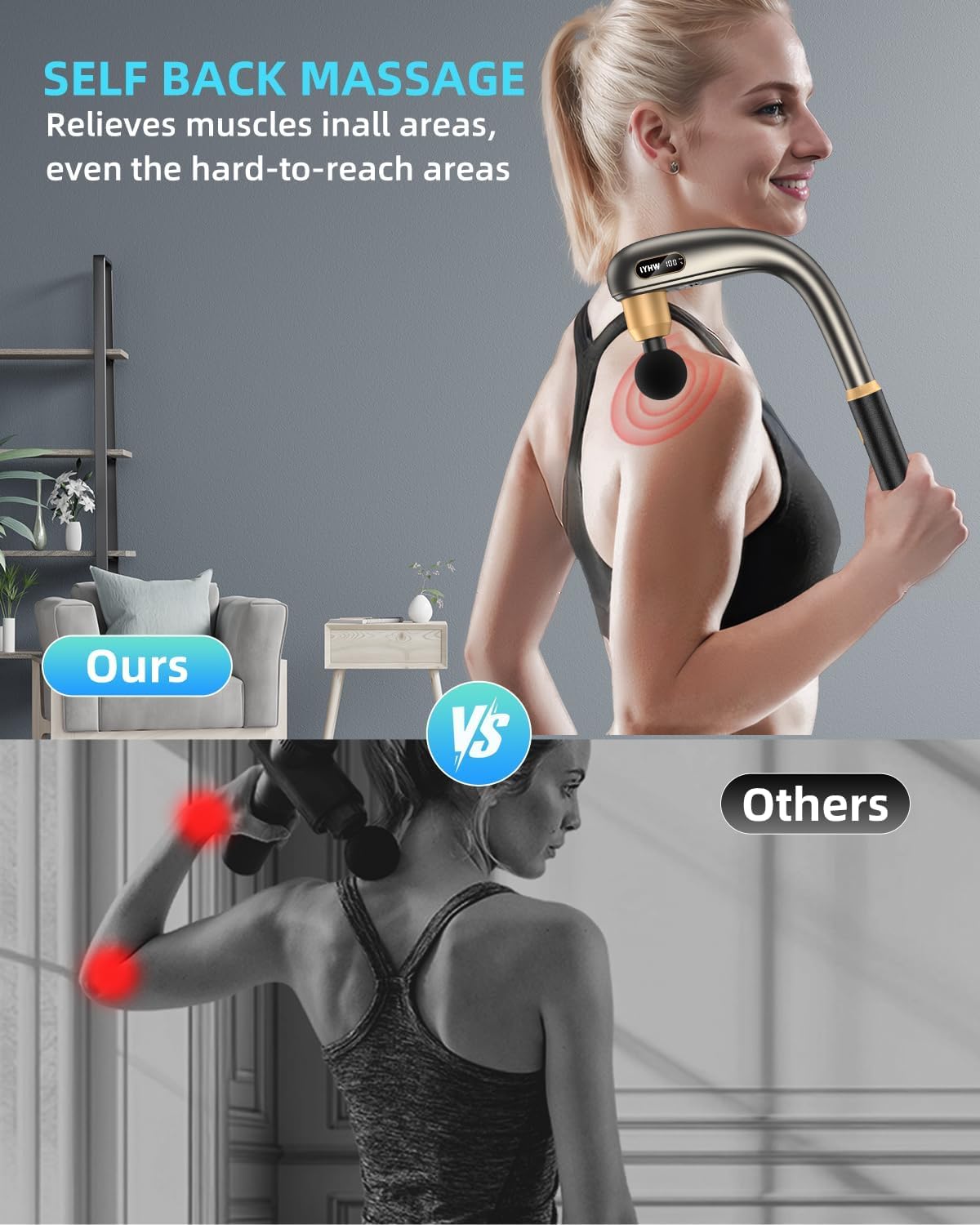 U-Shape Neck & Back Massage Gun | Deep Tissue Cordless Pain Relief & Muscle Recovery – CocoKart™